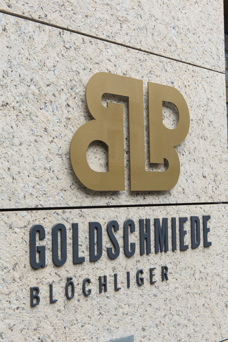 Goldschmiede Blöchliger Einsiedeln, Logo, marty architektur