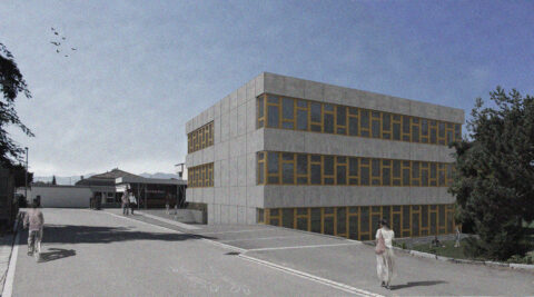 Schulhaus und Mehrzweckhalle Lütisburg, Aussenvisualisierung, marty architektur