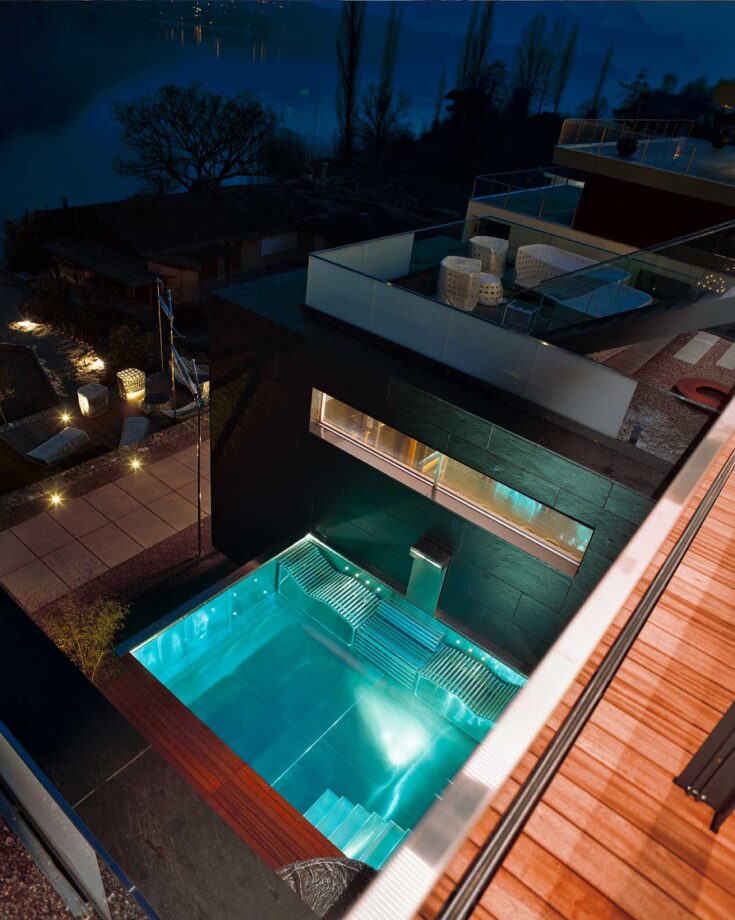 Luzernerstrasse Küssnacht, Aussenaufnahme mit Pool, marty architektur