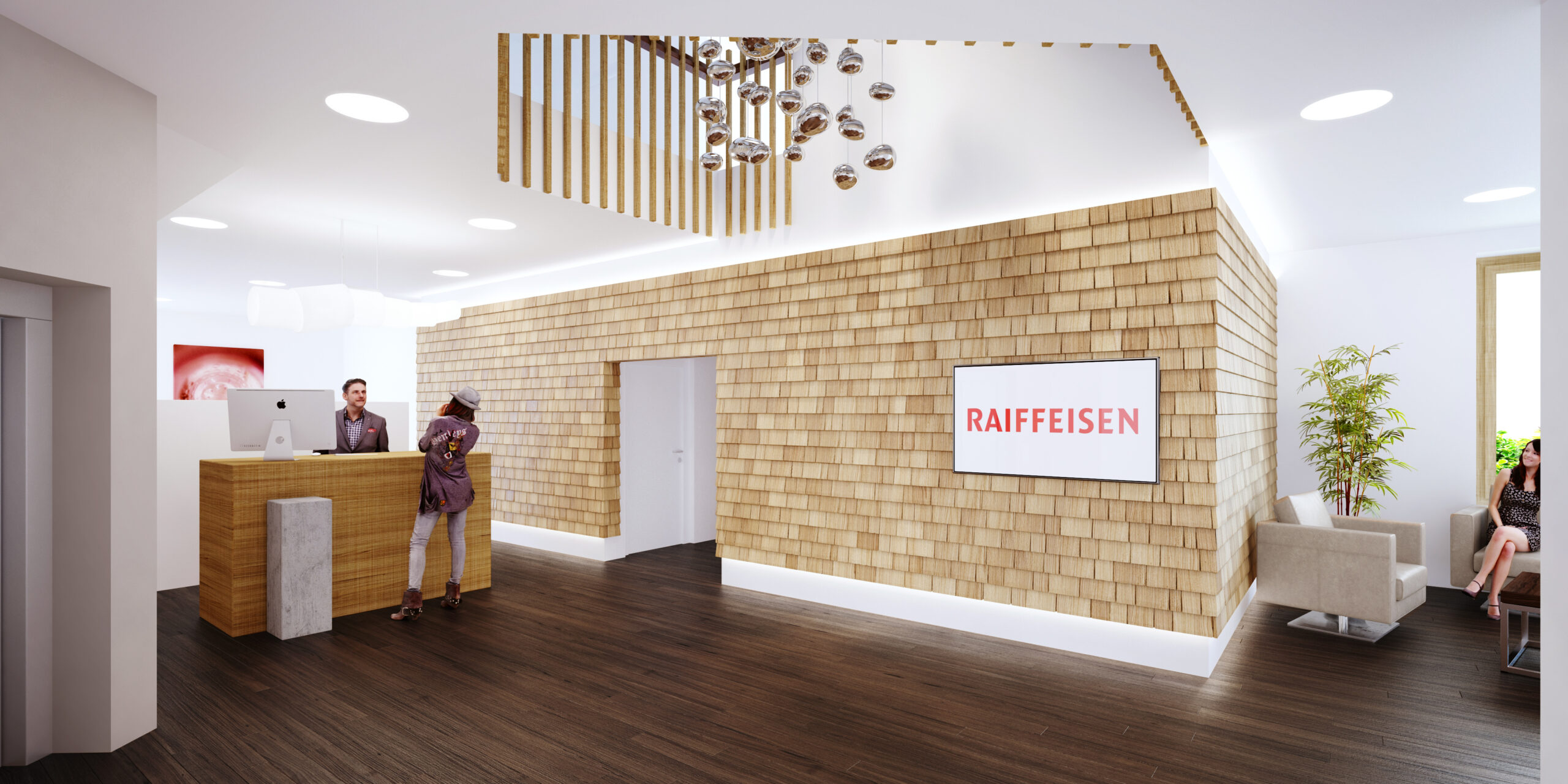 Raiffeisenbank Unteriberg, Innenvisualisierung, marty architektur