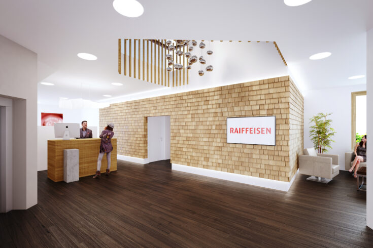 Raiffeisenbank Unteriberg, Innenvisualisierung, marty architektur