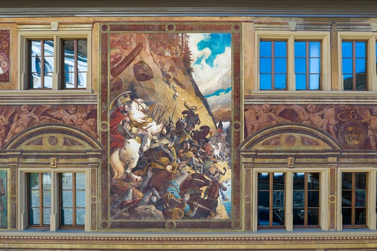 Rathaus Schwyz, Wandmalerei, marty architektur