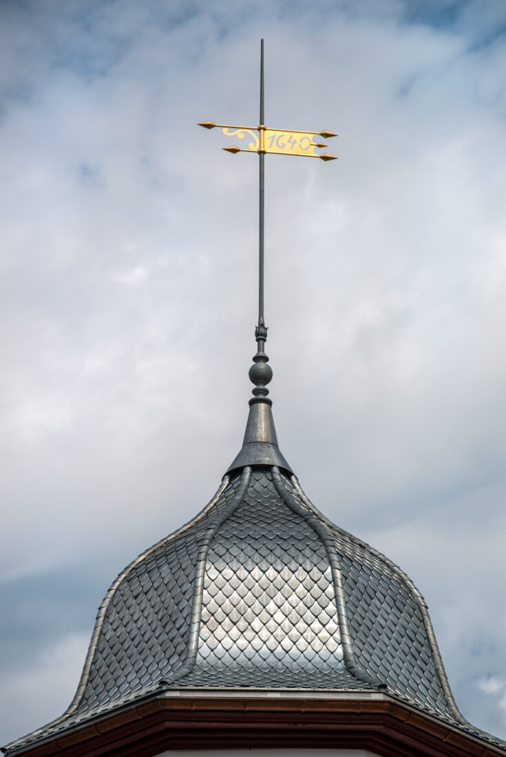 Schlössli Lachen Altbau, Nahaufnahme Turmspitz, marty architektur