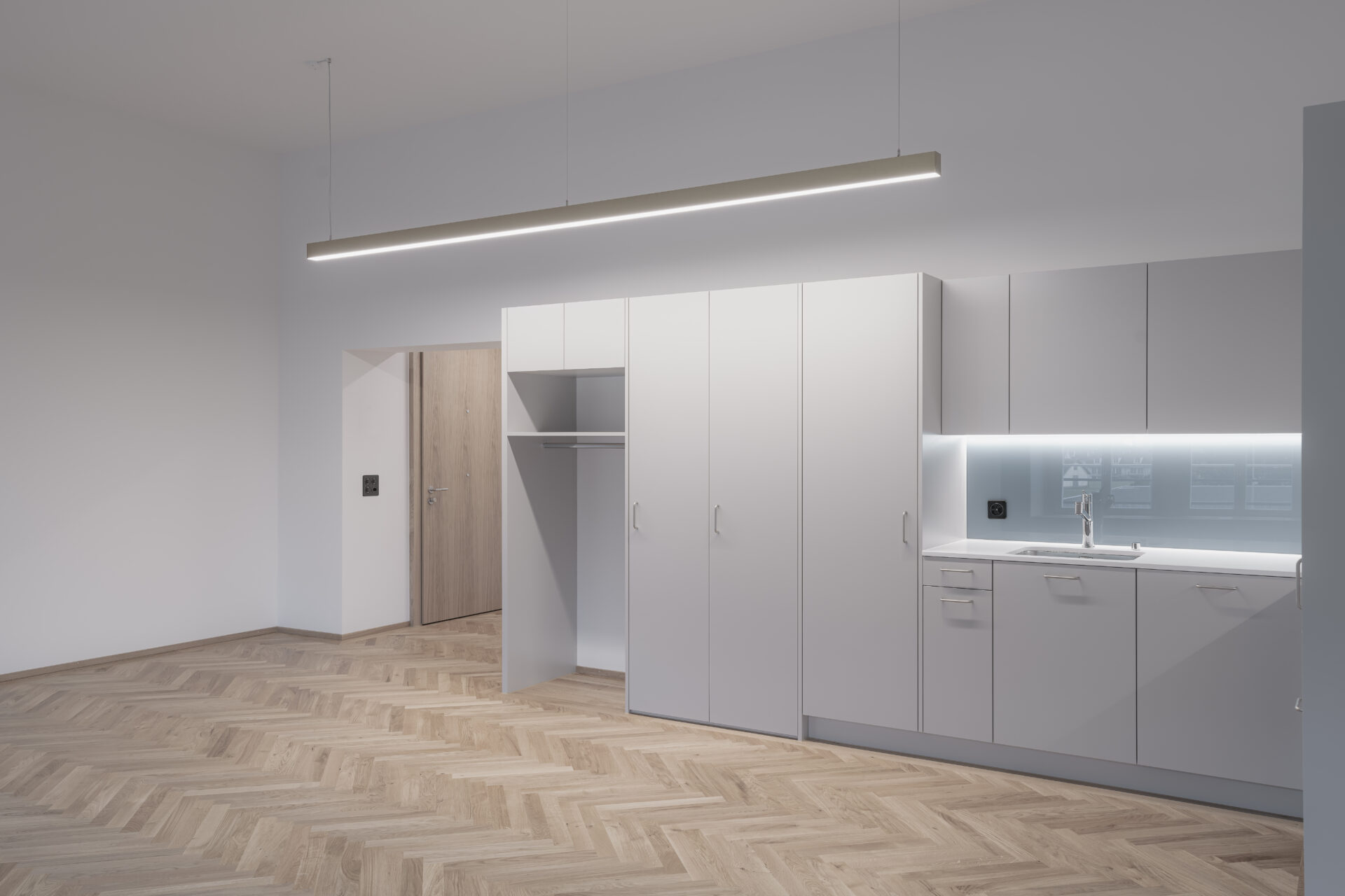 Hofmatt Arth, Küchenzeile mit Garderobe, marty architektur