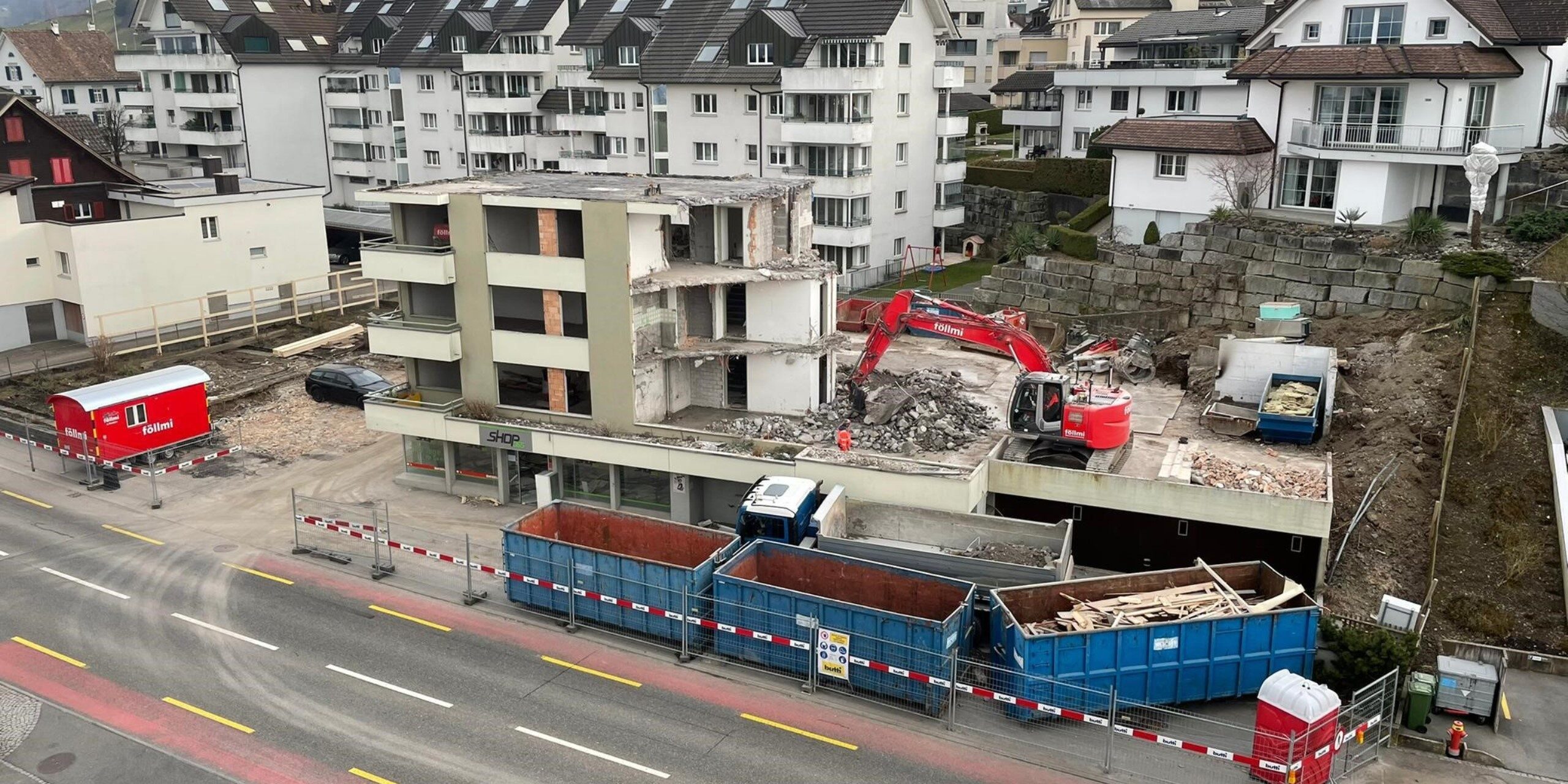 Zürcherstrasse Altendorf, Baufoto Abbruch, marty architektur