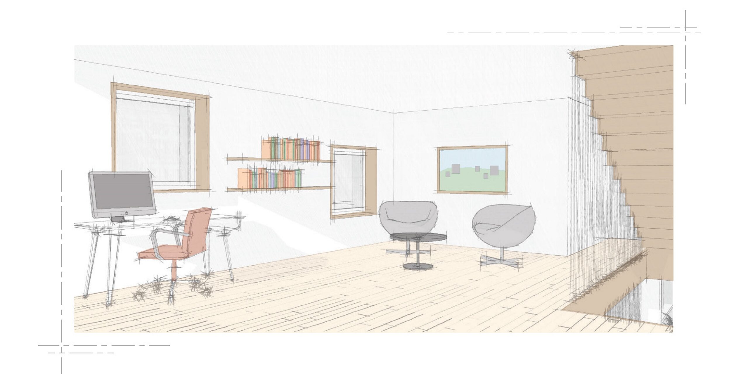 Projektarbeit Janine Imholz, Visualisierung Büro / Spielzimmer, marty architektur