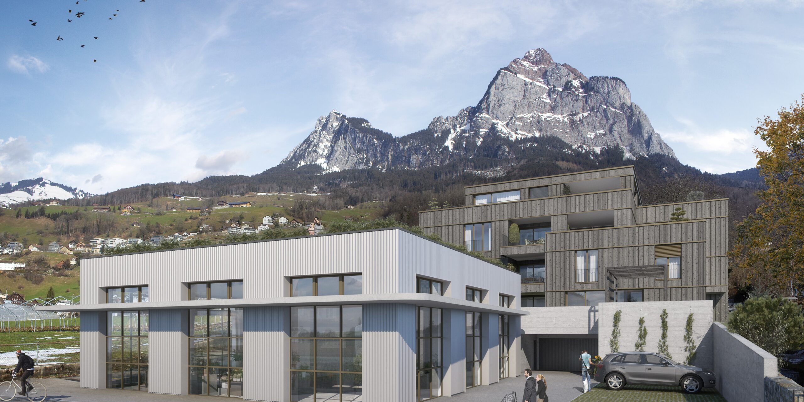 Blumen Müller Schwyz, Aussenvisualisierung, marty architektur