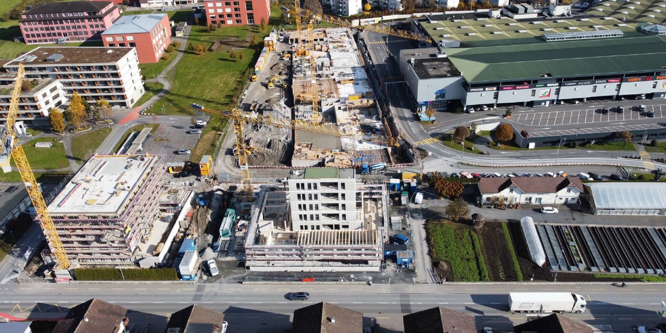 Fronalp Ibach, Baufoto Drohnenaufnahme, marty architektur