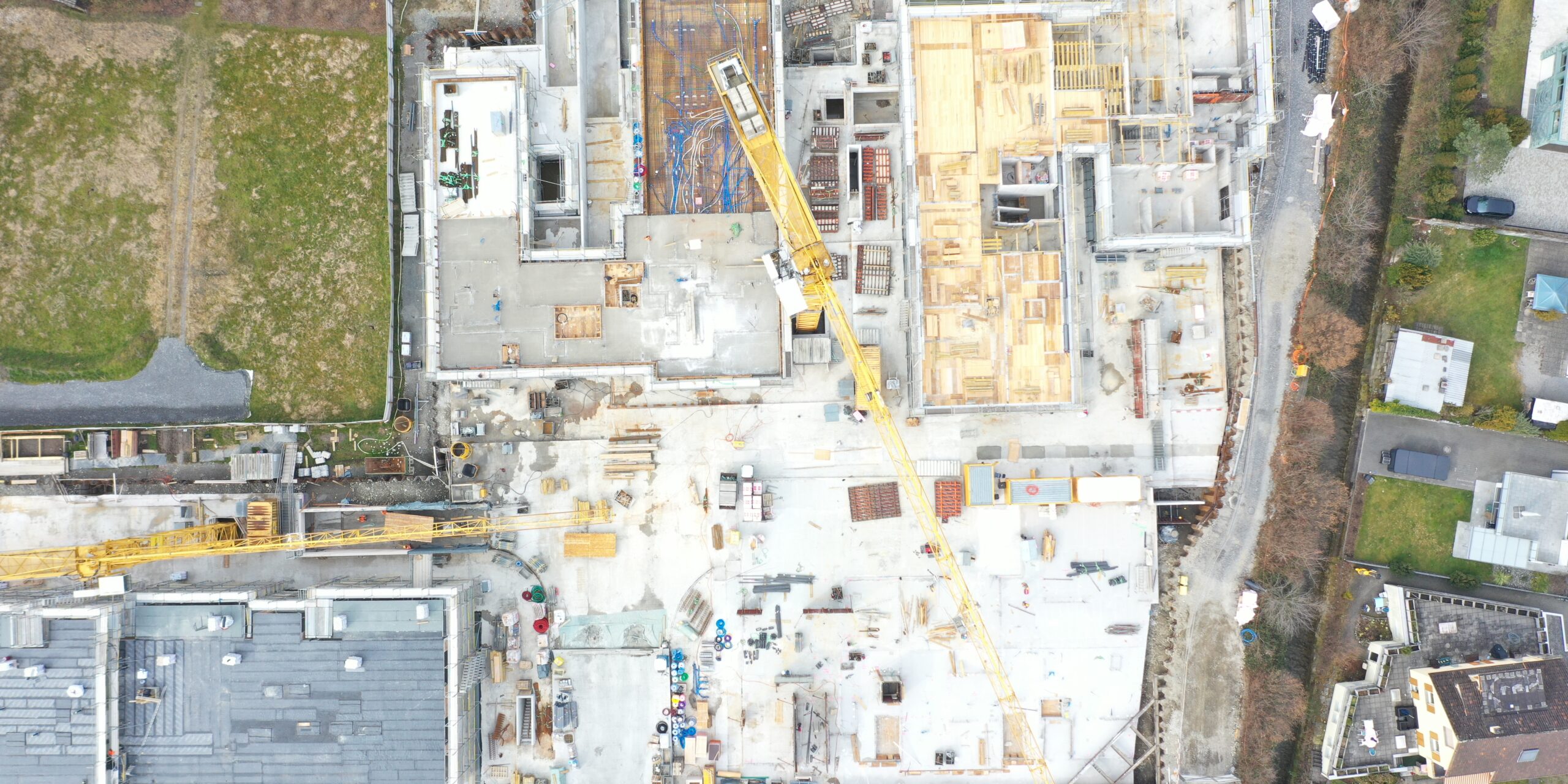 Seegüetli Lachen, Baufoto Drohnenaufnahme, marty architektur