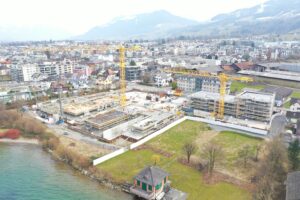 Seegüetli Lachen, Baufoto Drohnenaufnahme, marty architektur