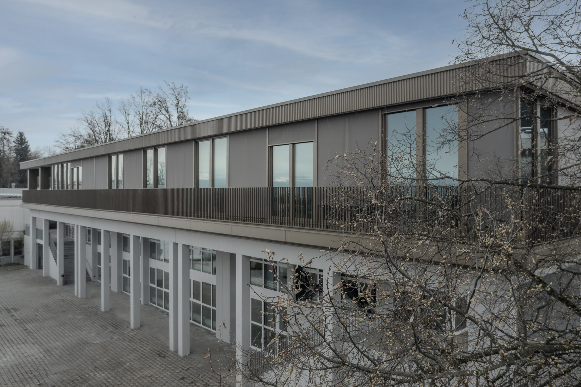 Dreifachturnhalle Pfäffikon, Aussenaufnahme, marty architektur