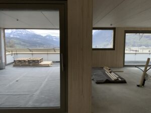 Blumen Müller Schwyz, Baufoto Sichtholzverkleidung, marty architektur