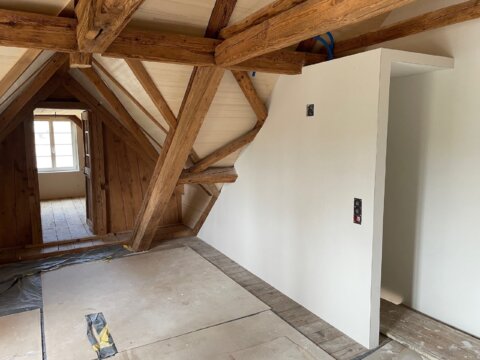 Kirchbühlstrasse Stäfa, Baufoto Innenausbau Dachgeschoss, marty architektur