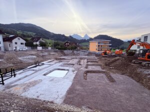 Schwyzerstrasse Steinen, Baufoto Aushub, marty architektur