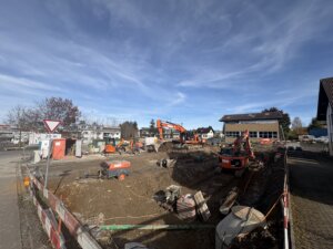 Etzelstrasse Altendorf, Baufoto Baugrubenarbeiten, marty architektur