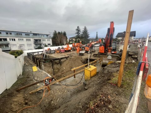 Etzelstrasse Altendorf, Baufoto Baugrubenarbeiten, marty architektur