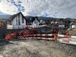 Etzelstrasse Altendorf, Baufoto Baugrubenarbeiten, marty architektur