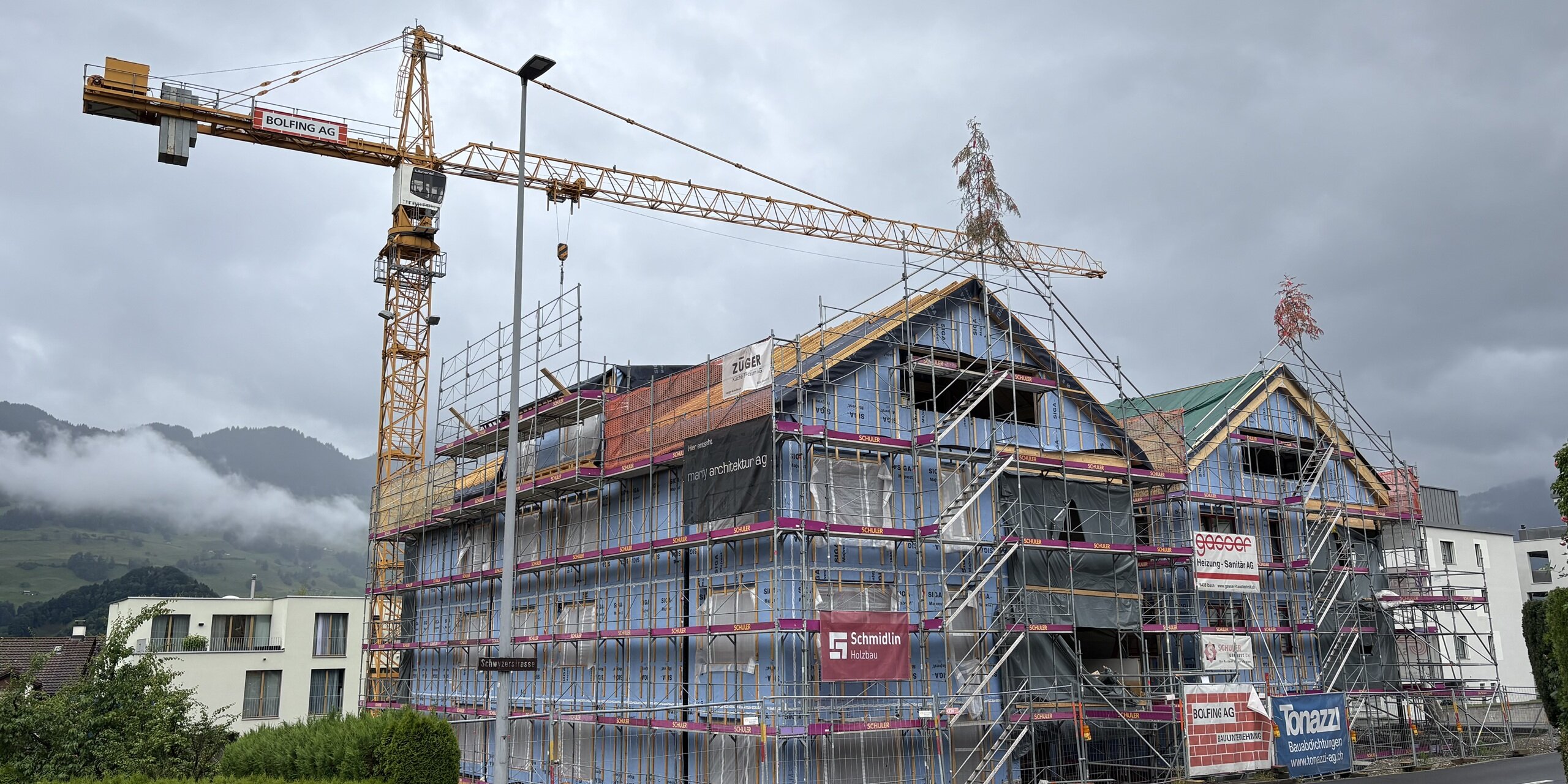 Schwyzerstrasse Steinen, Baufoto Aufrichtung, marty architektur